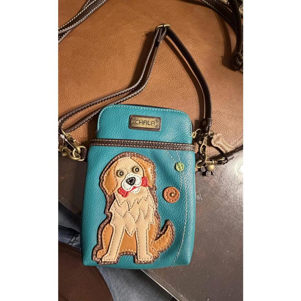 Chala Teal Crossbody Bag with Dog